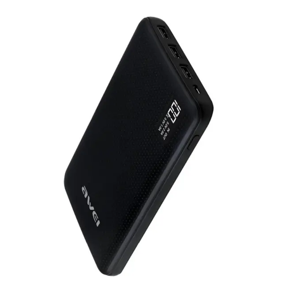Awei P56K Multi In And Out Put Powerbank With Digital Display - 30000mAh - Black
