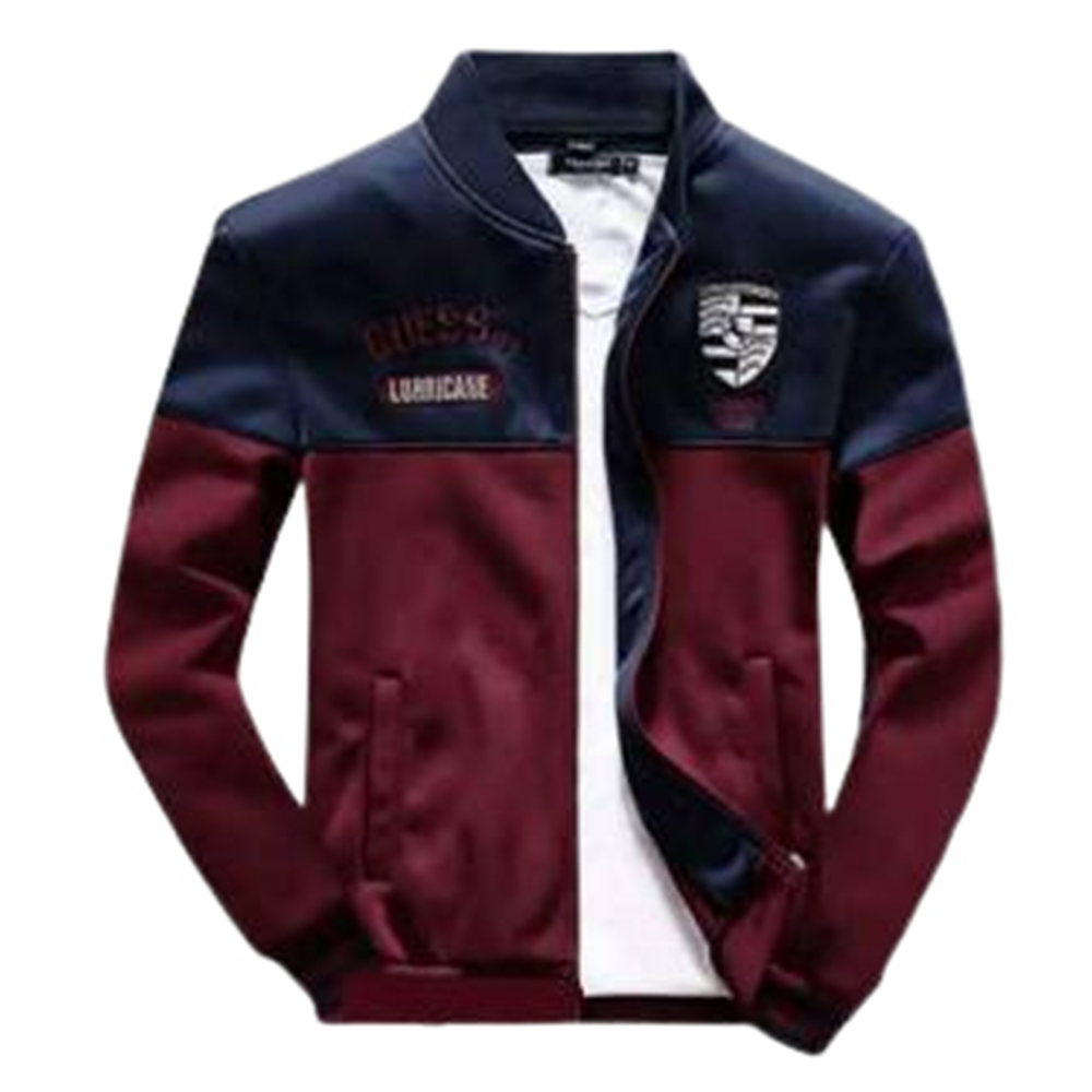 PP Microfiber Winter Jacket For Men - Maroon and Blue  - J-132