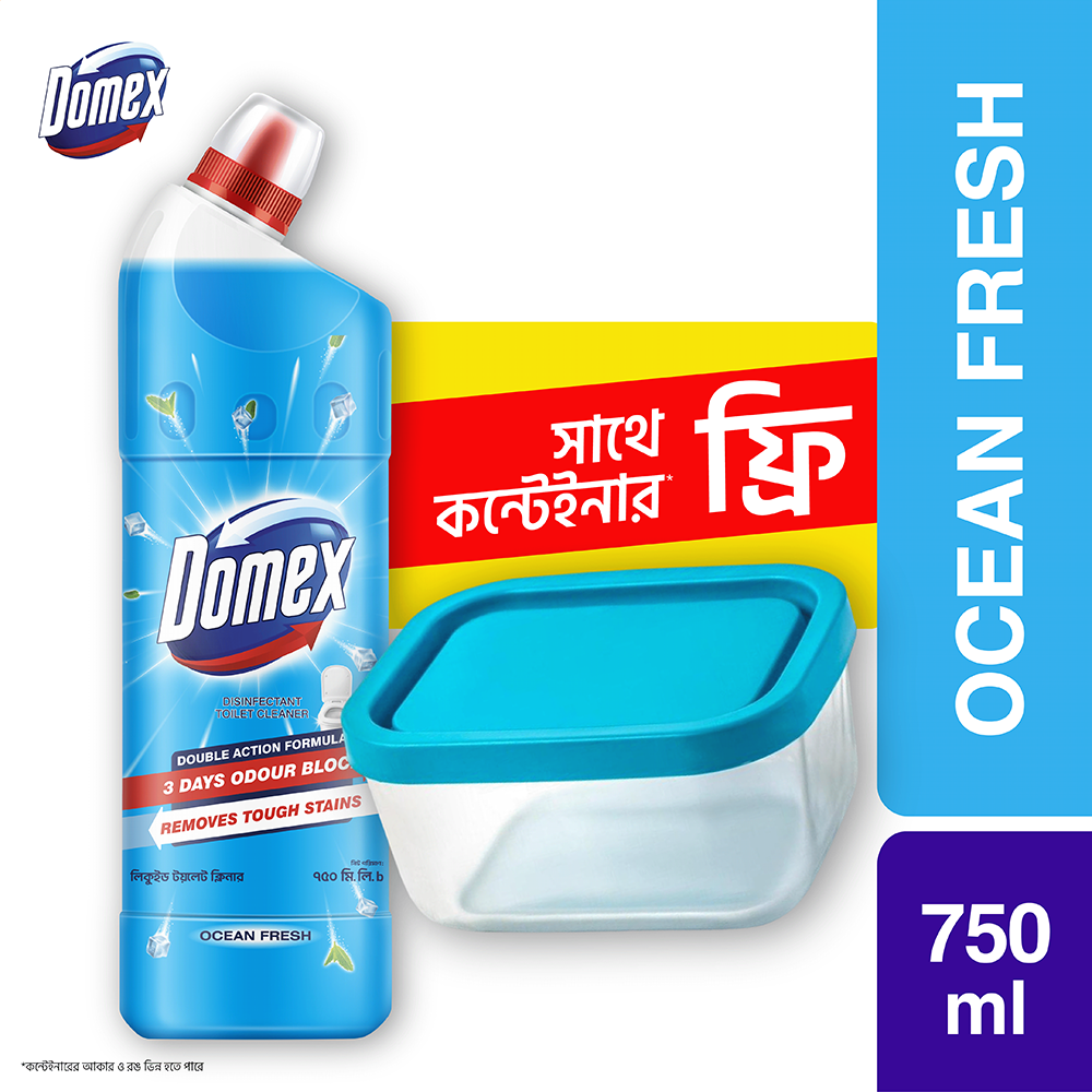 Domex Toilet Cleaning Liquid Ocean Fresh - 750ml Get Container Free 