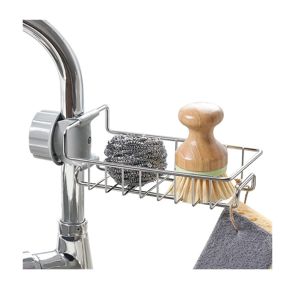 Adjustable Basin Sink Drain Rack - Silver