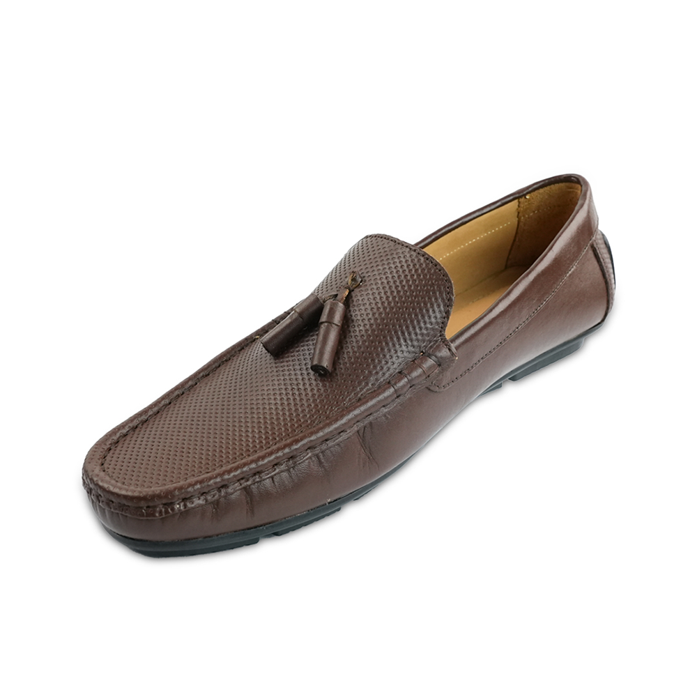 Leather Handmade True Moccasin Shoes for Men - Brown