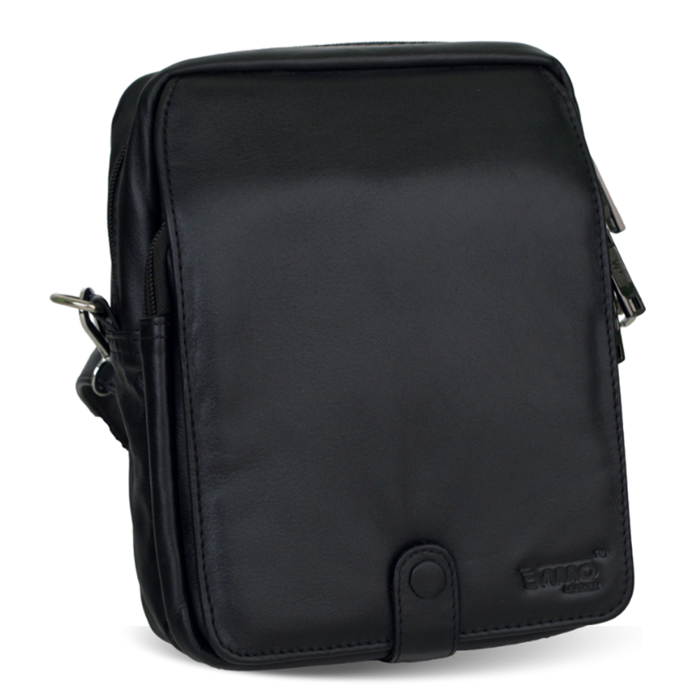 Leather Messenger Bag For Men - Black - M-7