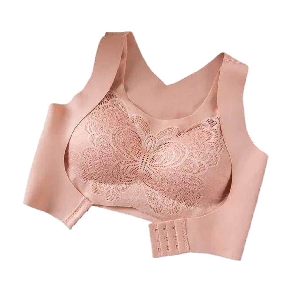 Slim Fit Body Shaper Peacock Breast Support Double Side Bra - Pink