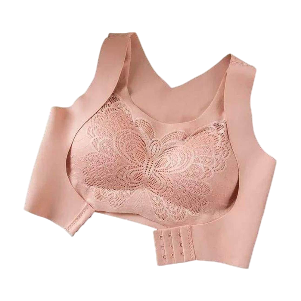 Slim Fit Body Shaper Peacock Breast Support  Double Side Bra - Pink