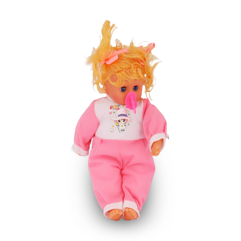 Soft Plush Little Crying Baby Barbie Doll With Beautiful Dress - Pink