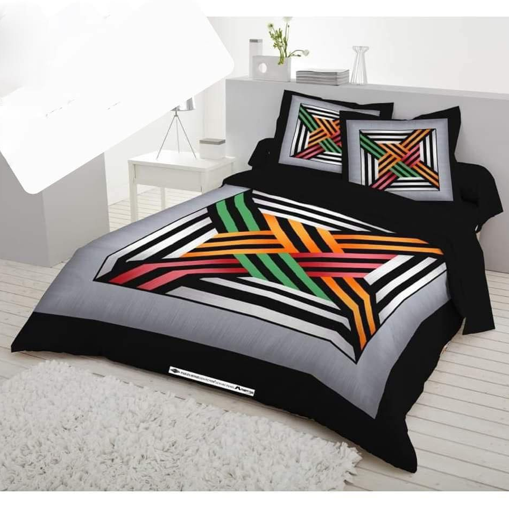 Panel Cotton King Size Bedsheet With Pillow Cover - Multicolor - 192458