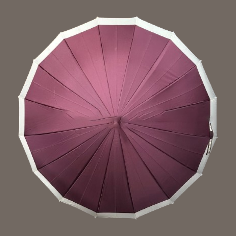 Polyester Round Handle Umbrella - 16 Ribs - Maroon