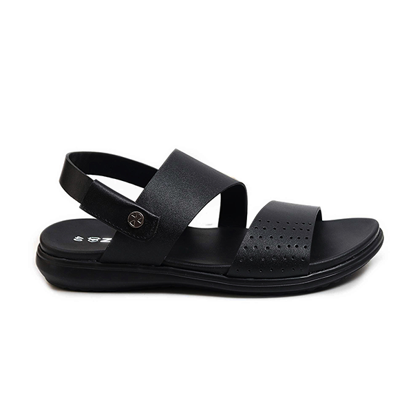 Zays Leather Sandal For Men - Black - ZA02