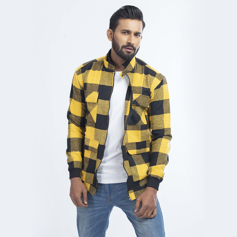 Yellow and discount black flannel jacket