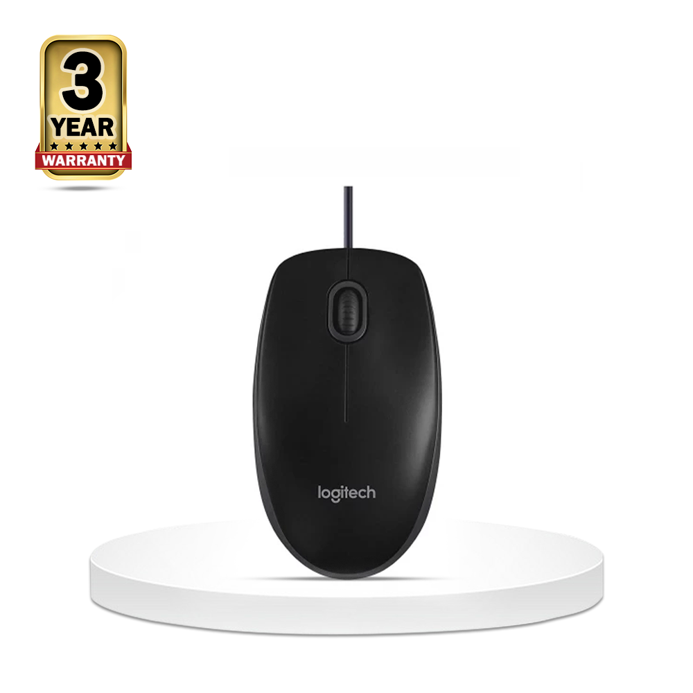 Logitech 3Y-B100 Optical USB Mouse - Black