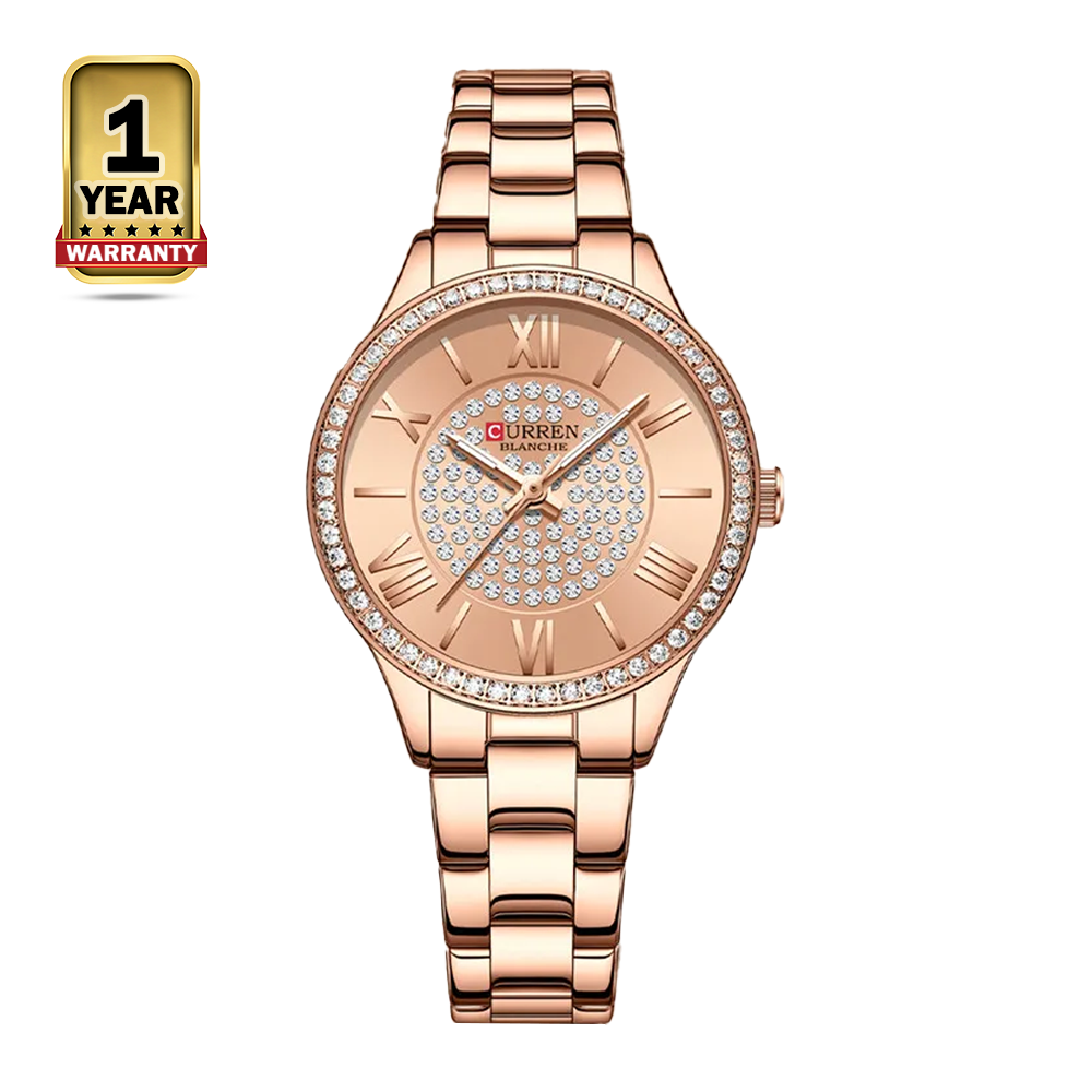 Curren 9084 Stainless Steel Analog Quartz Watch for Women - Rose Gold