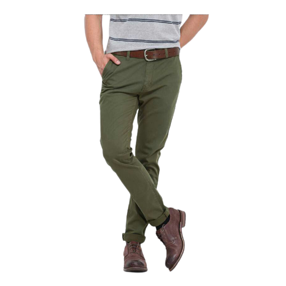 Cotton Chinos Gabardine Pant For Men - Olive - NZ-3188