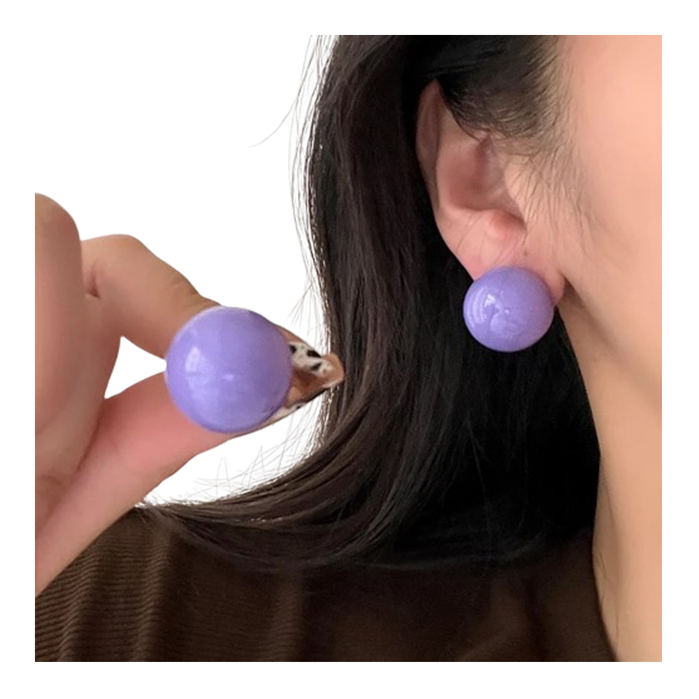 Pearl Moon Big Earrings - Lavender - JE-002