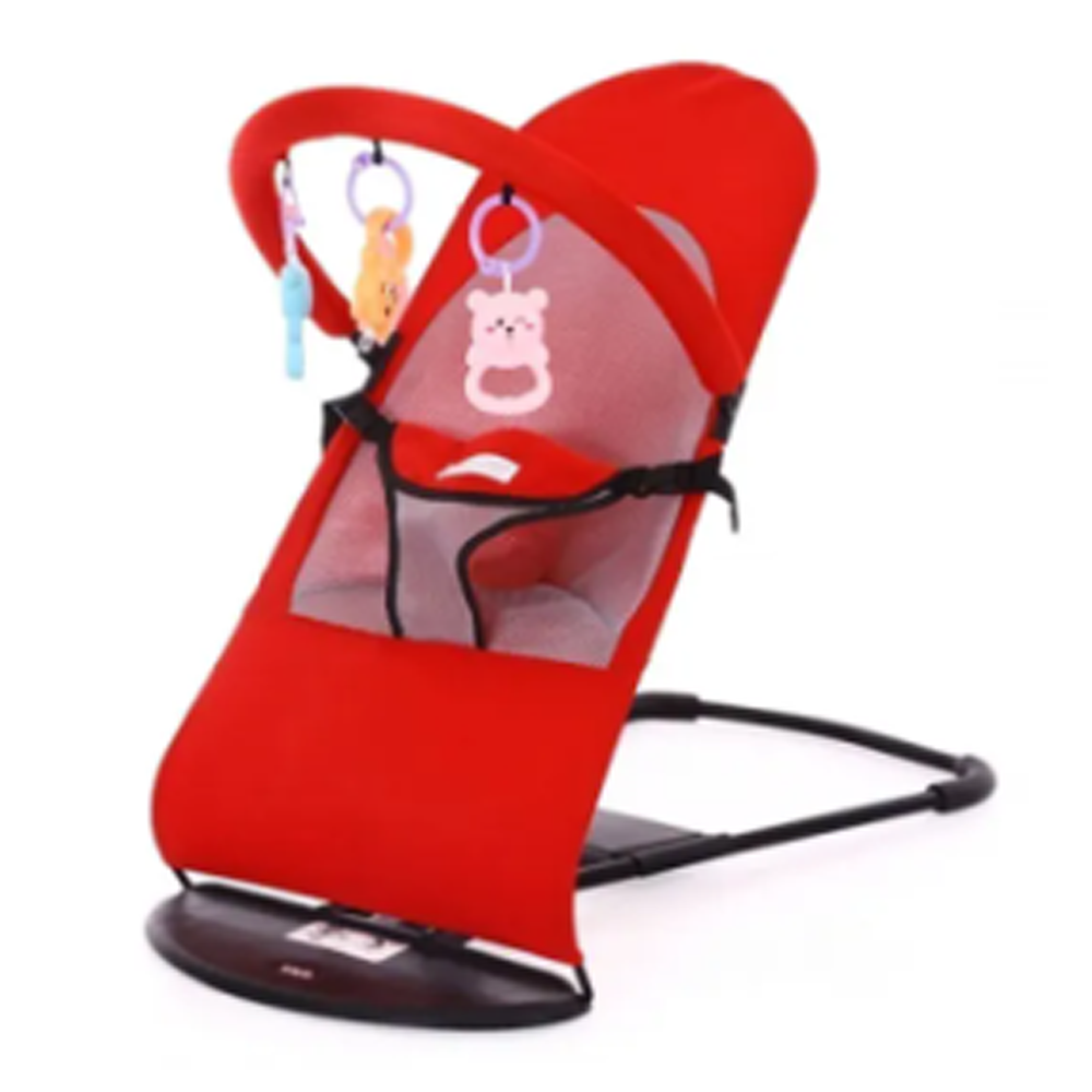 Foldable Soft Newborn Baby Bouncing Chair with Toy - Red