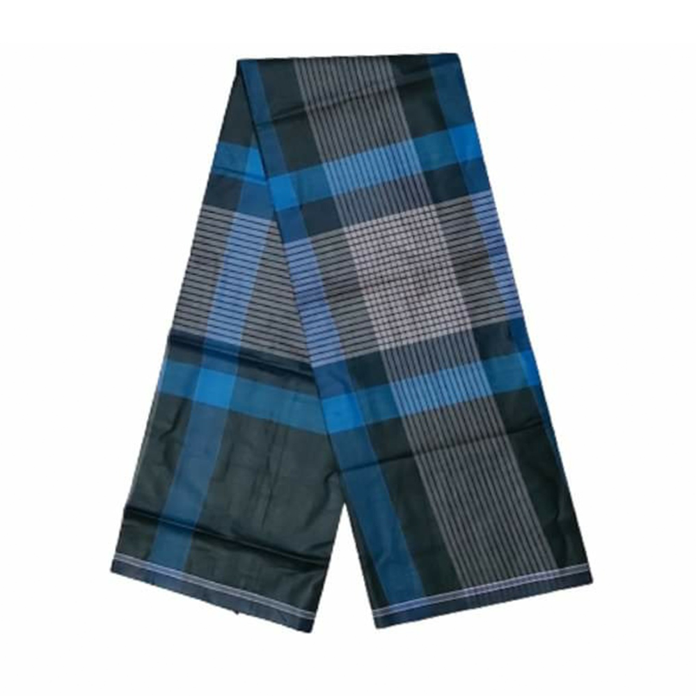 Cotton Lungi for Men - Black and Blue - B02﻿