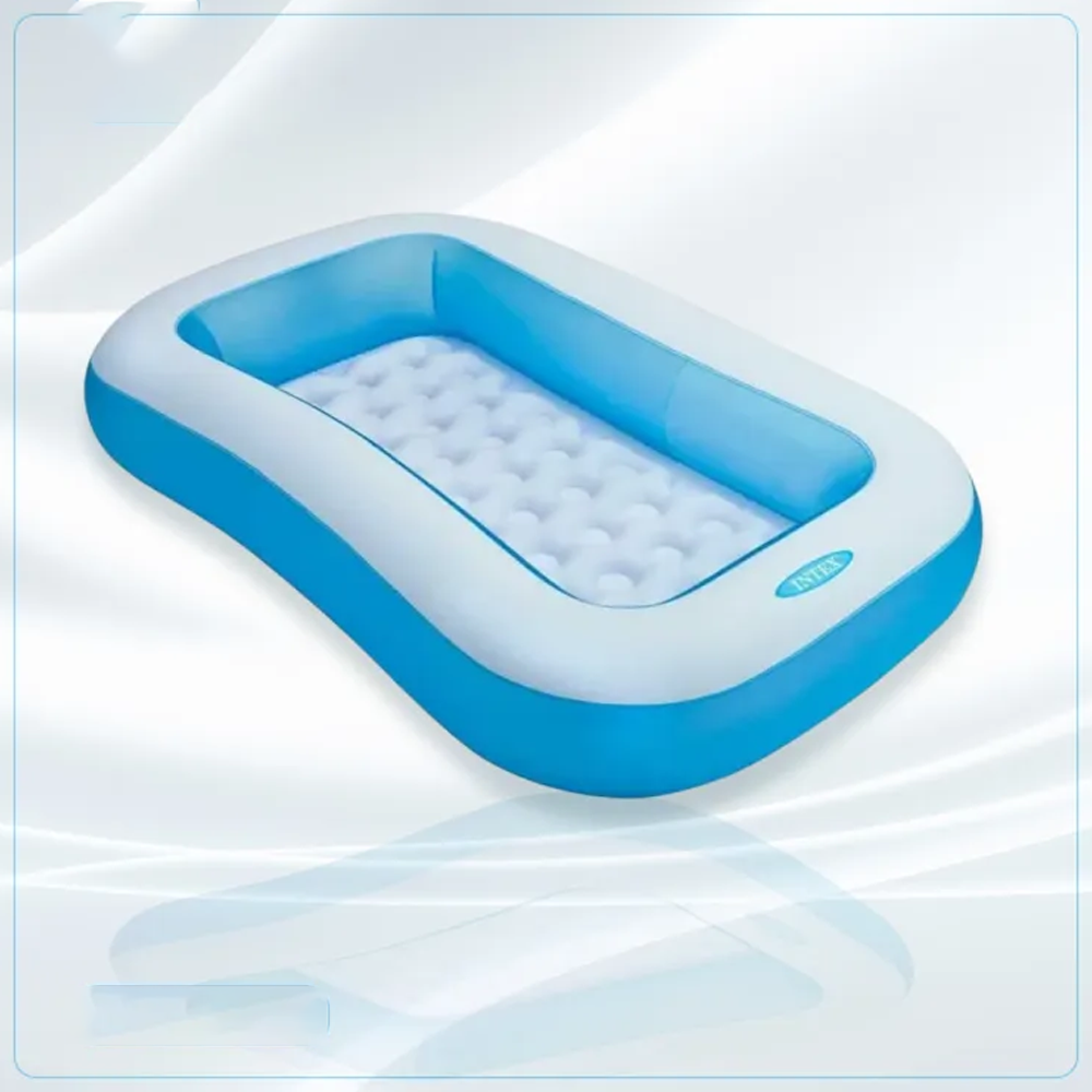 Intex 57403Np Large Rectangular Baby Pool With Inflatable Floor - Blue