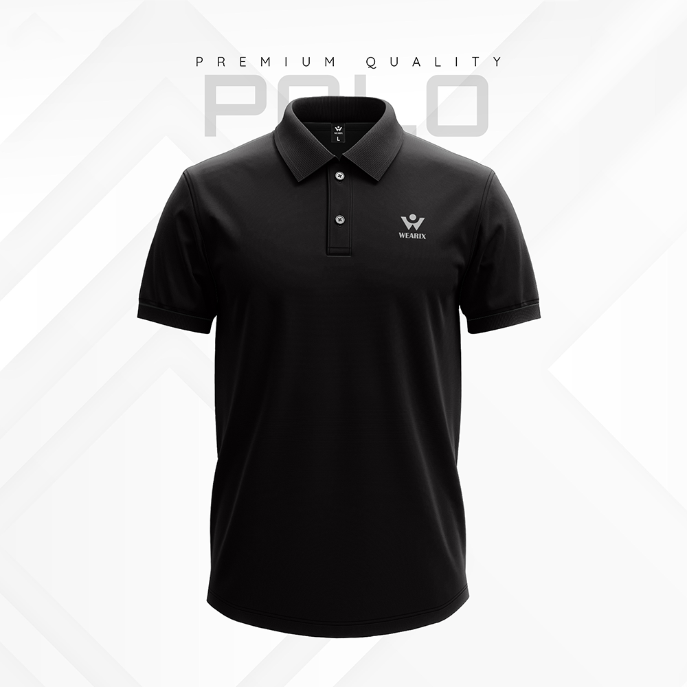 Poly Cotton Half Sleeve Polo For Men - Black - W17