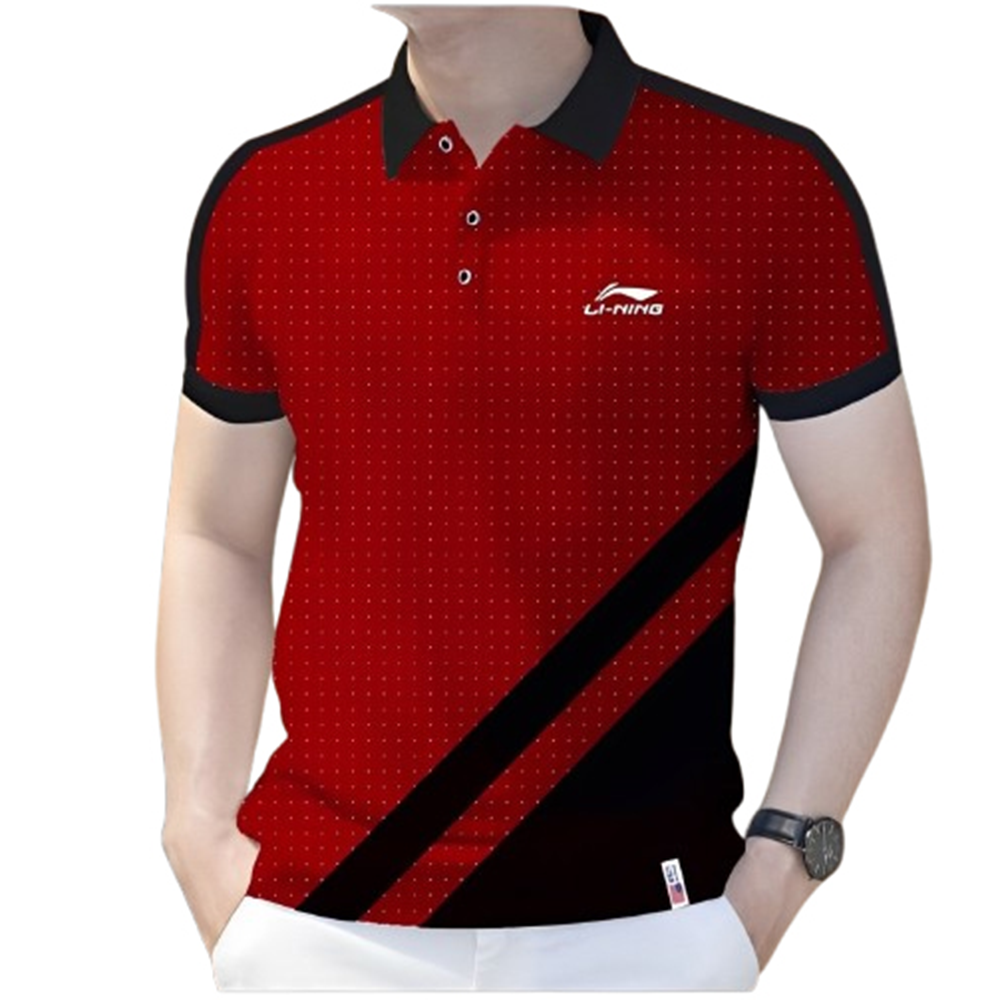 PK Cotton Polo Shirt For Men - Maroon and Black - PT-312