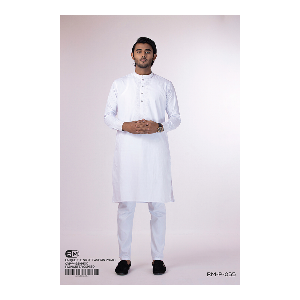 Rig Master Soft Cotton Panjabi For Men - White - RM - P - 035