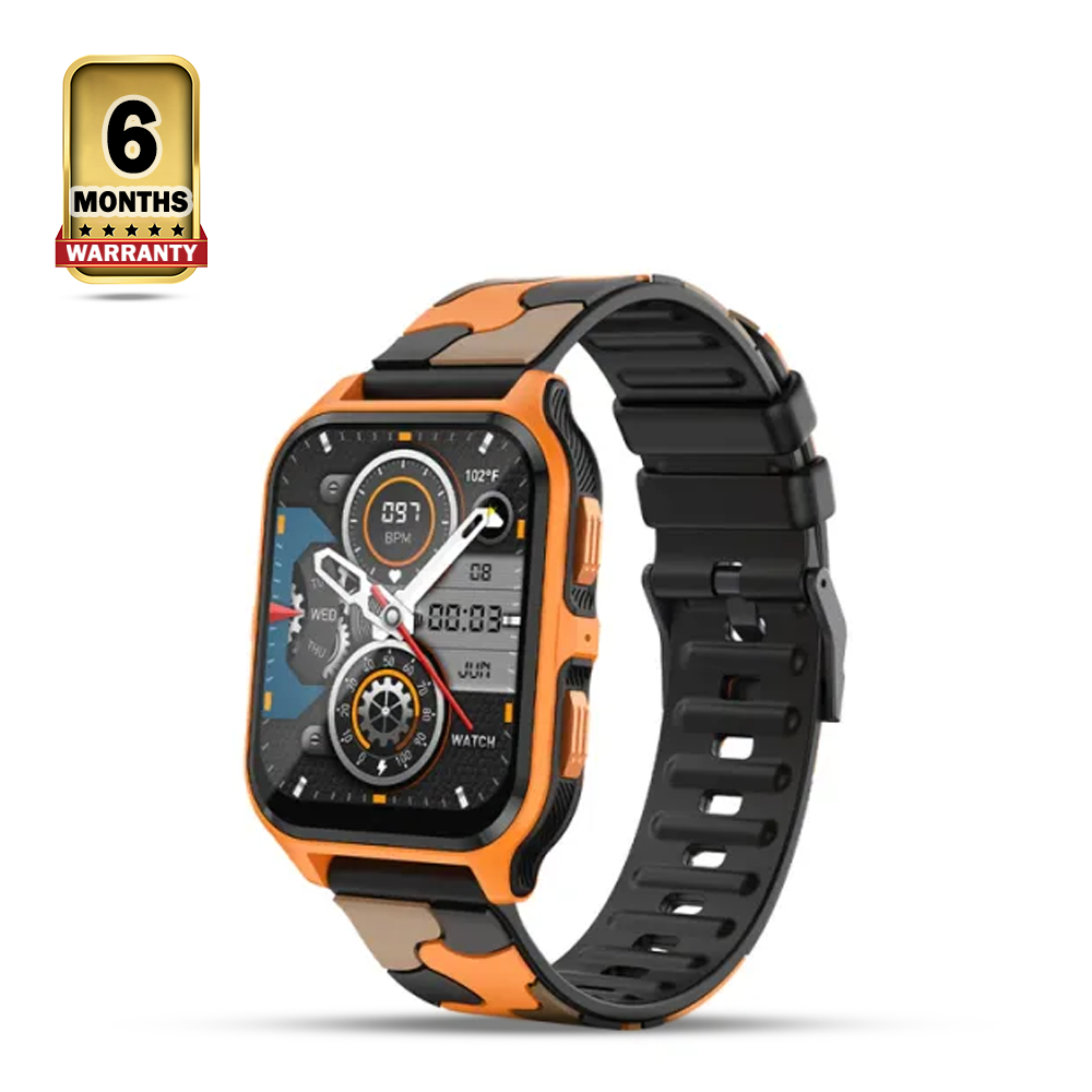 Colmi P73 Silicone Strap Smartwatch - Orange Black Camouflage
