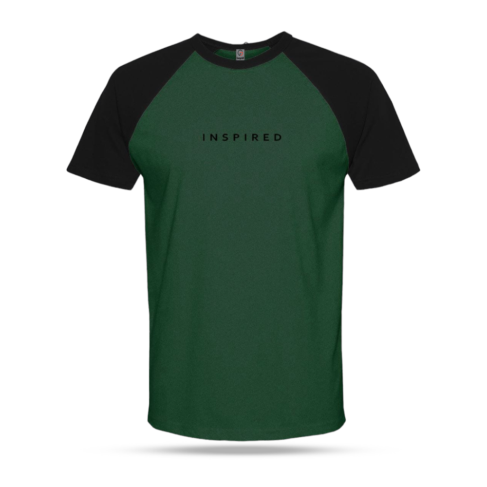 Cotton Half Sleeve T-Shirt For Men- Dark Green and Black - RHT1008