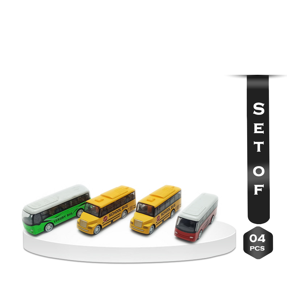 Abs Plastic Bus Toy Set - 4 Pcs - 273051208