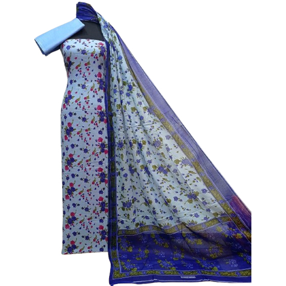 Unstitched Cotton Printed Salwar Kameez For Women - Multicolor - 3R-P200