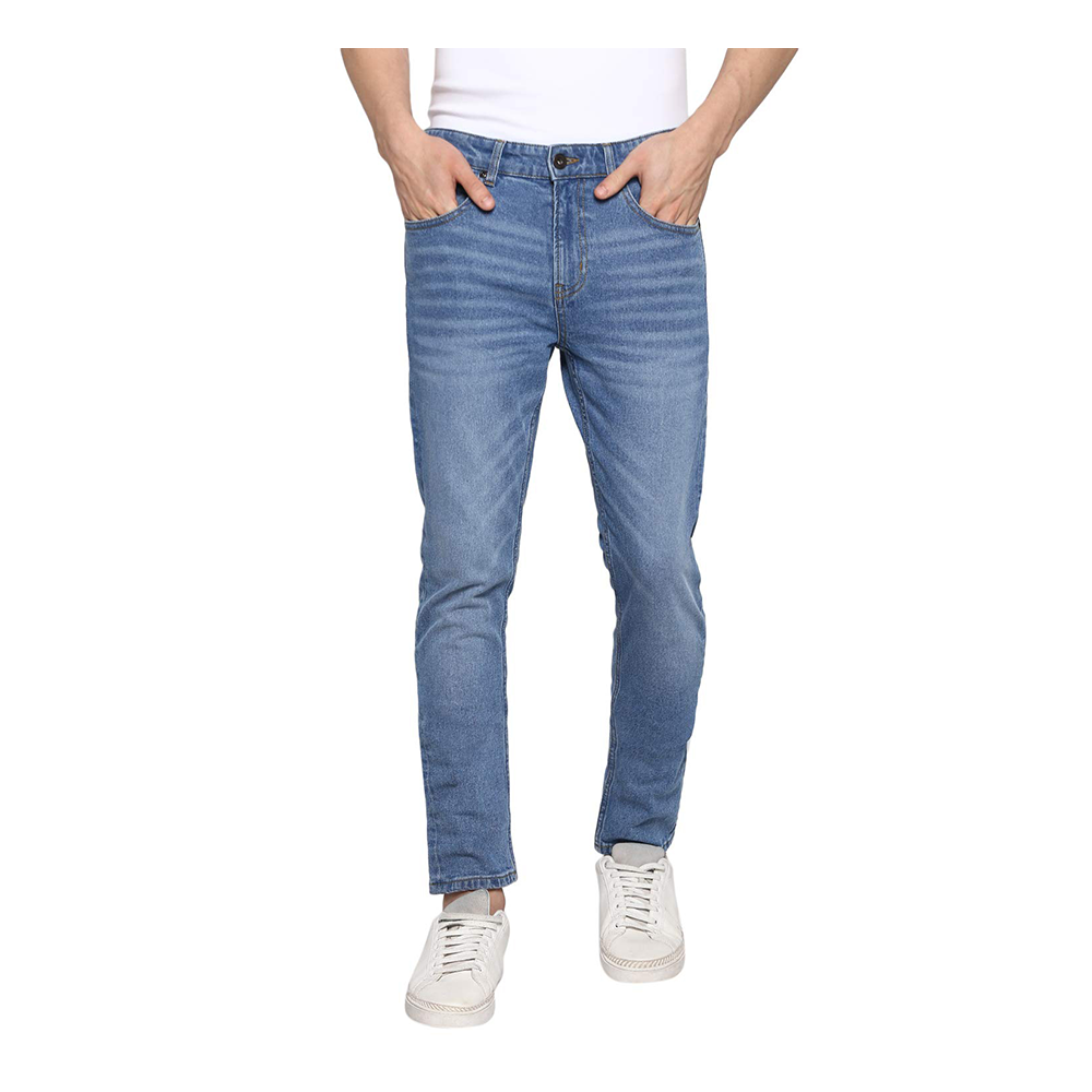 Cotton Semi Stretch Denim Jeans Pant For Men - Light Blue - NZ-13073