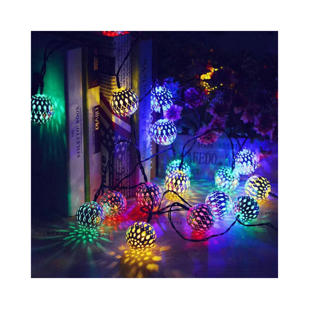 Home Decorative Metal Snow Ball Lights - Multicolor