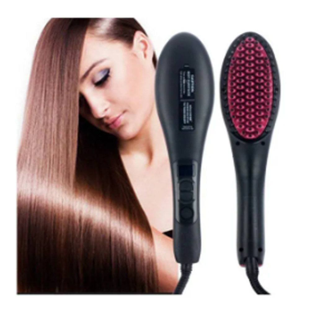 Telebrands Simply Straight Hair Straightener Brush - Black