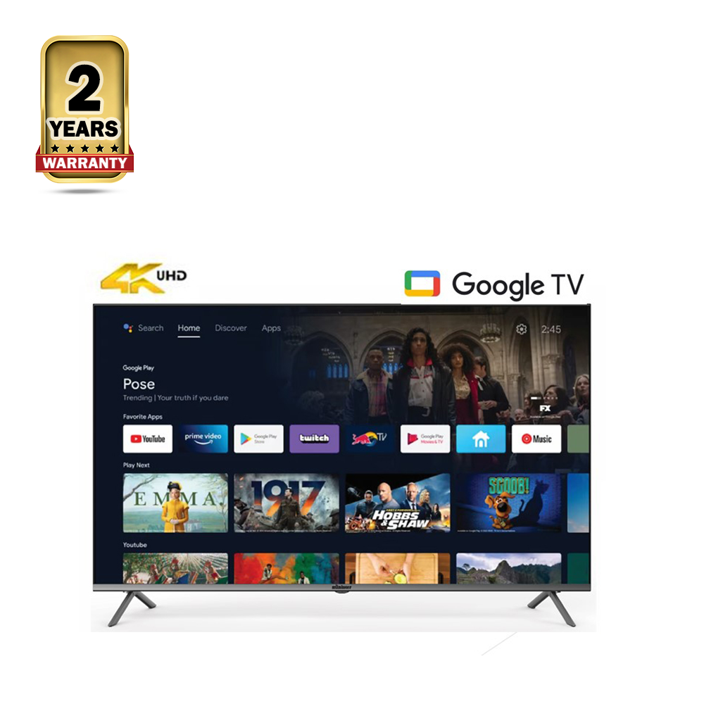 Minister MI43M9Q4KGTV Voice Control 4K Android GOOGLE Smart LED Television - 43 Inch - Gray