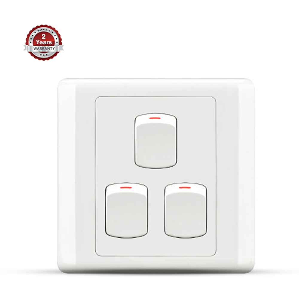 HEE Classic 3 Gang 1 Way Switch - White