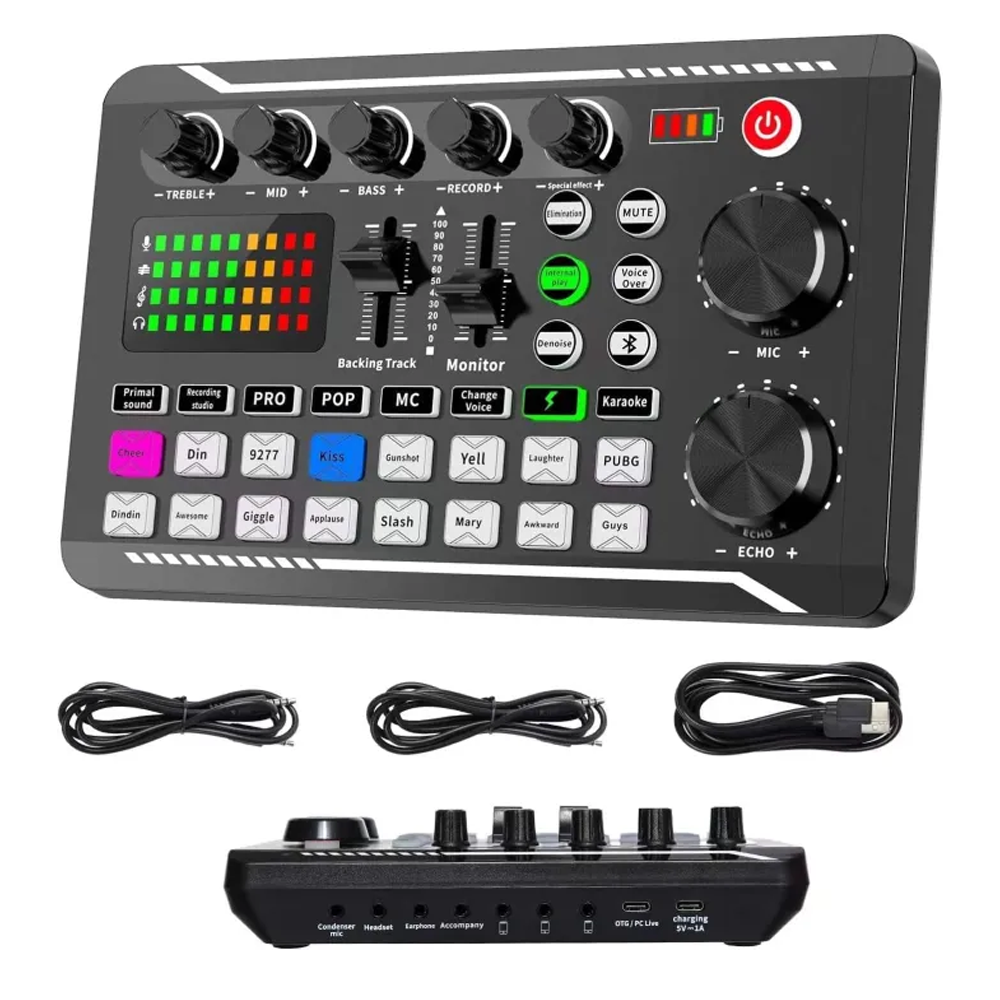 F998 Studio Recording Bluetooth Stereo Audio Mixer - Black