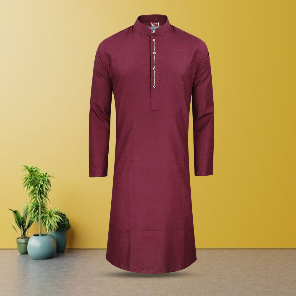 Cotton Panjabi for Men - Maroon - NTOMM0PJ003