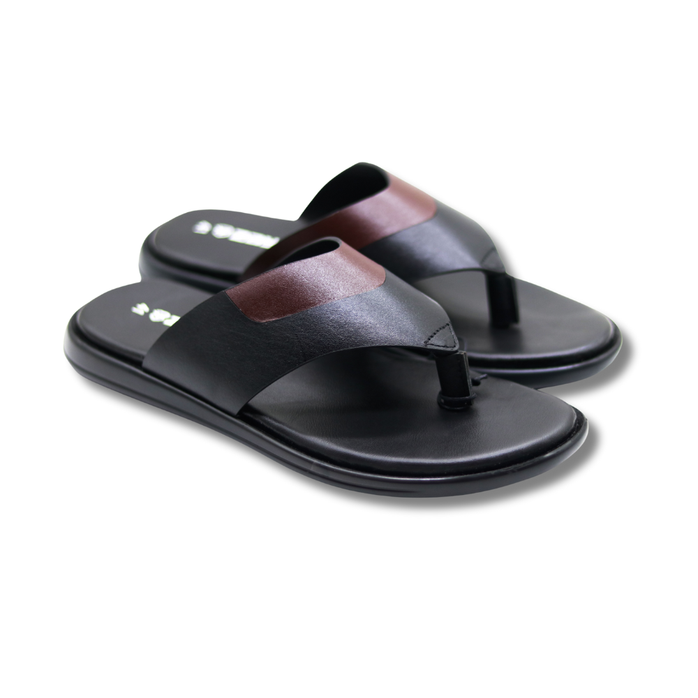 Zays Premium Leather Sandal For Men - Black -  ZA13