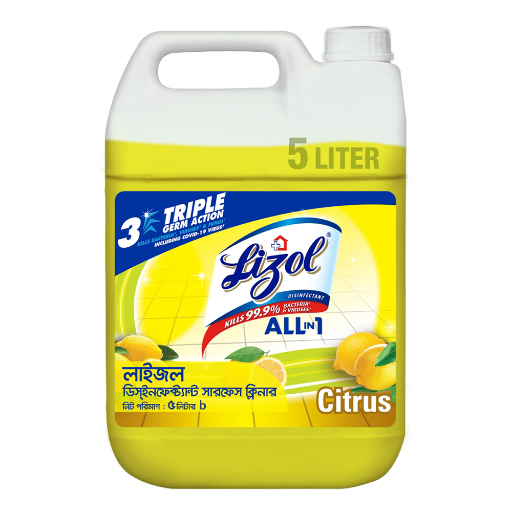 Lizol Disinfectant Surface Cleaner Citrus - 5 Litre - Li11F