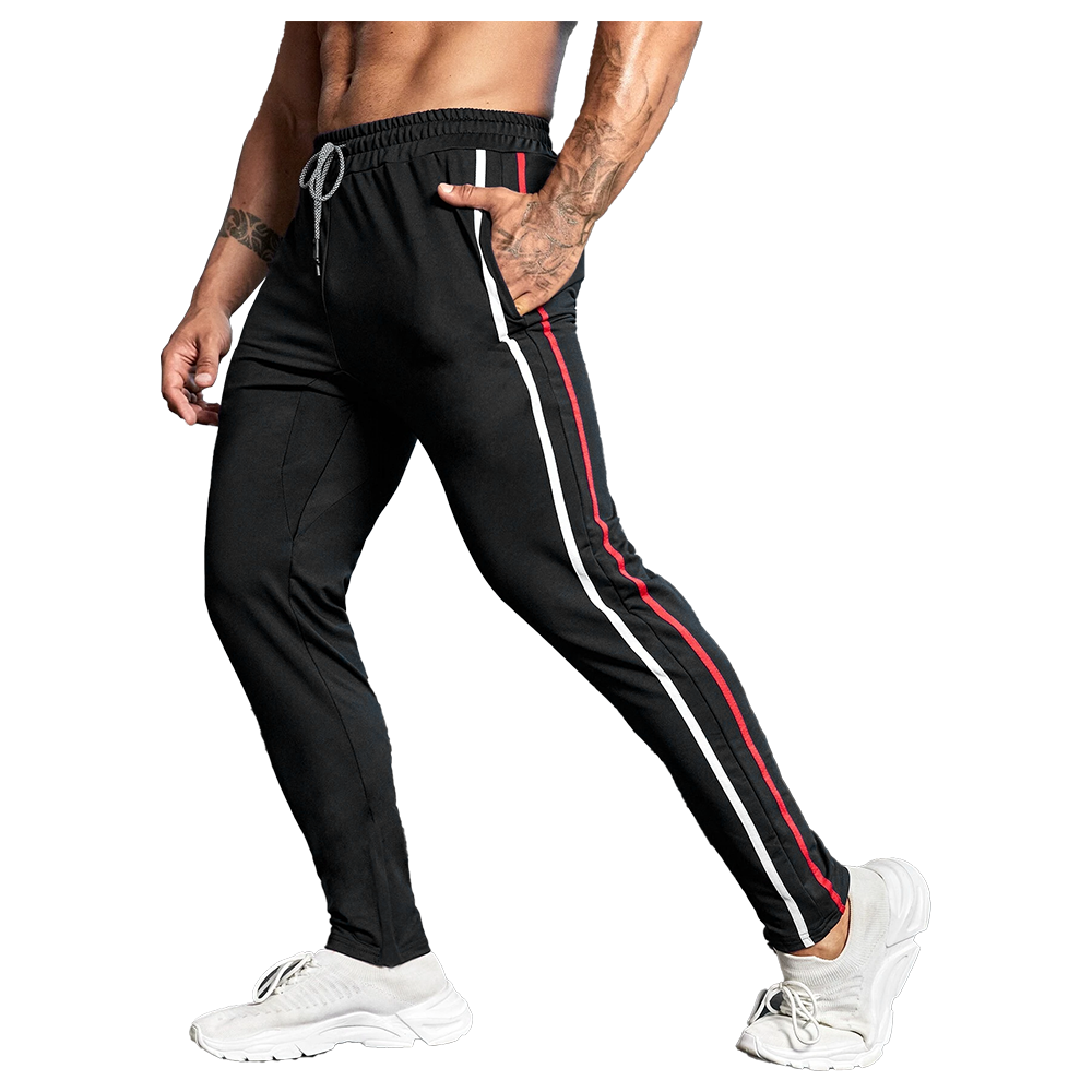 Stripe Compression Tights Men Running Pants Sweat Fitness Legging