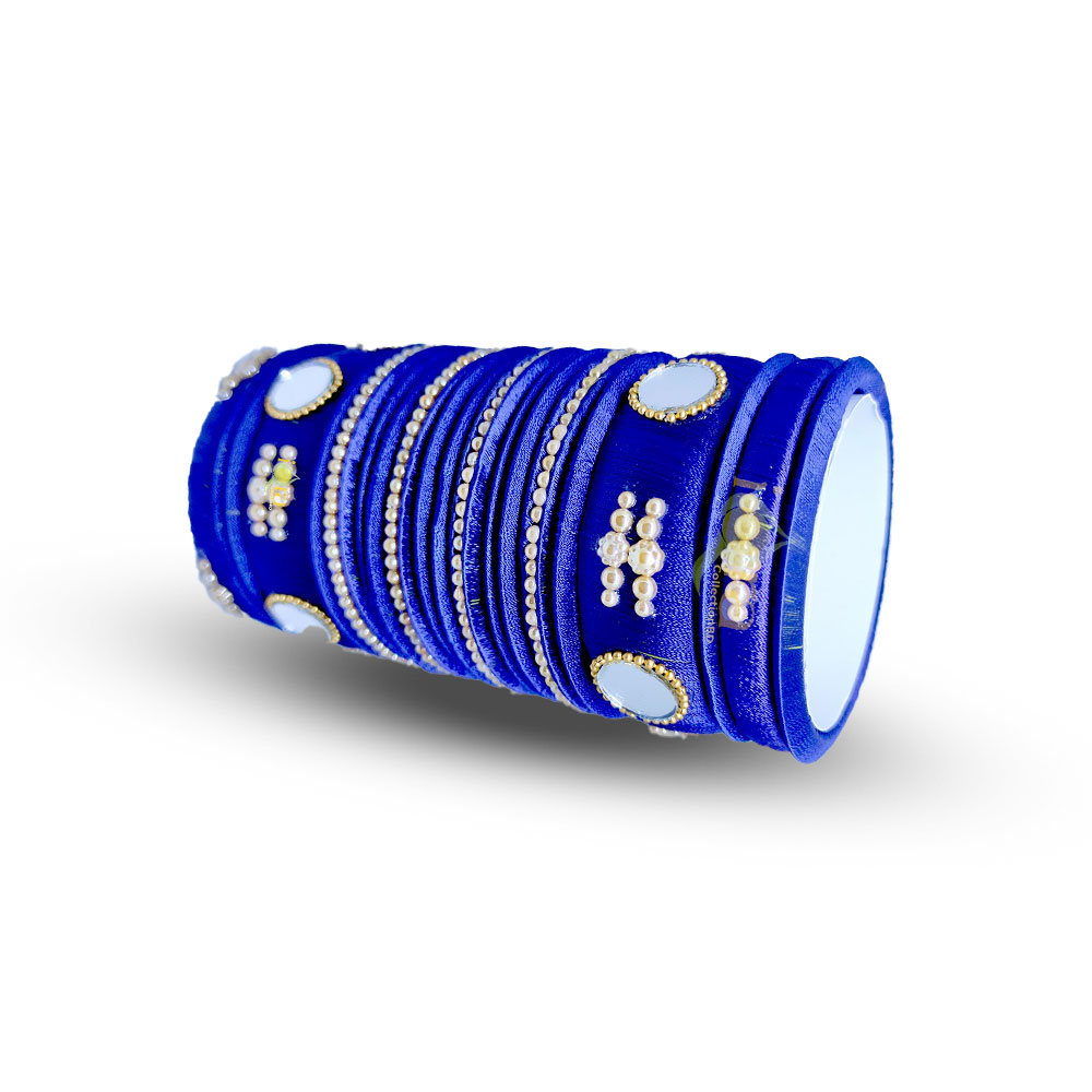 Silk Thread Reshmi Bangles Churi For Women - Blue