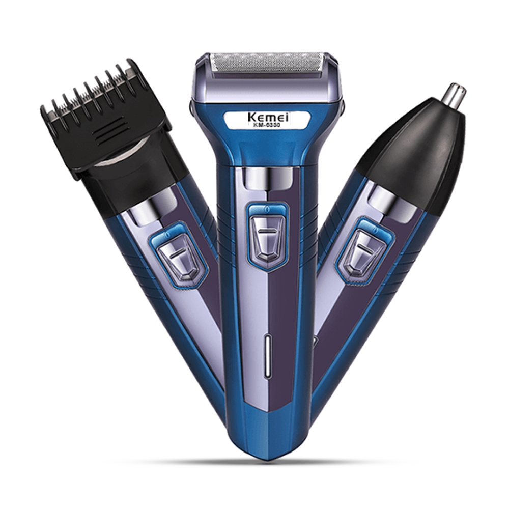 Kemei KM-6330 Electronic Hair Clipper And Grooming Kit For Men - Blue