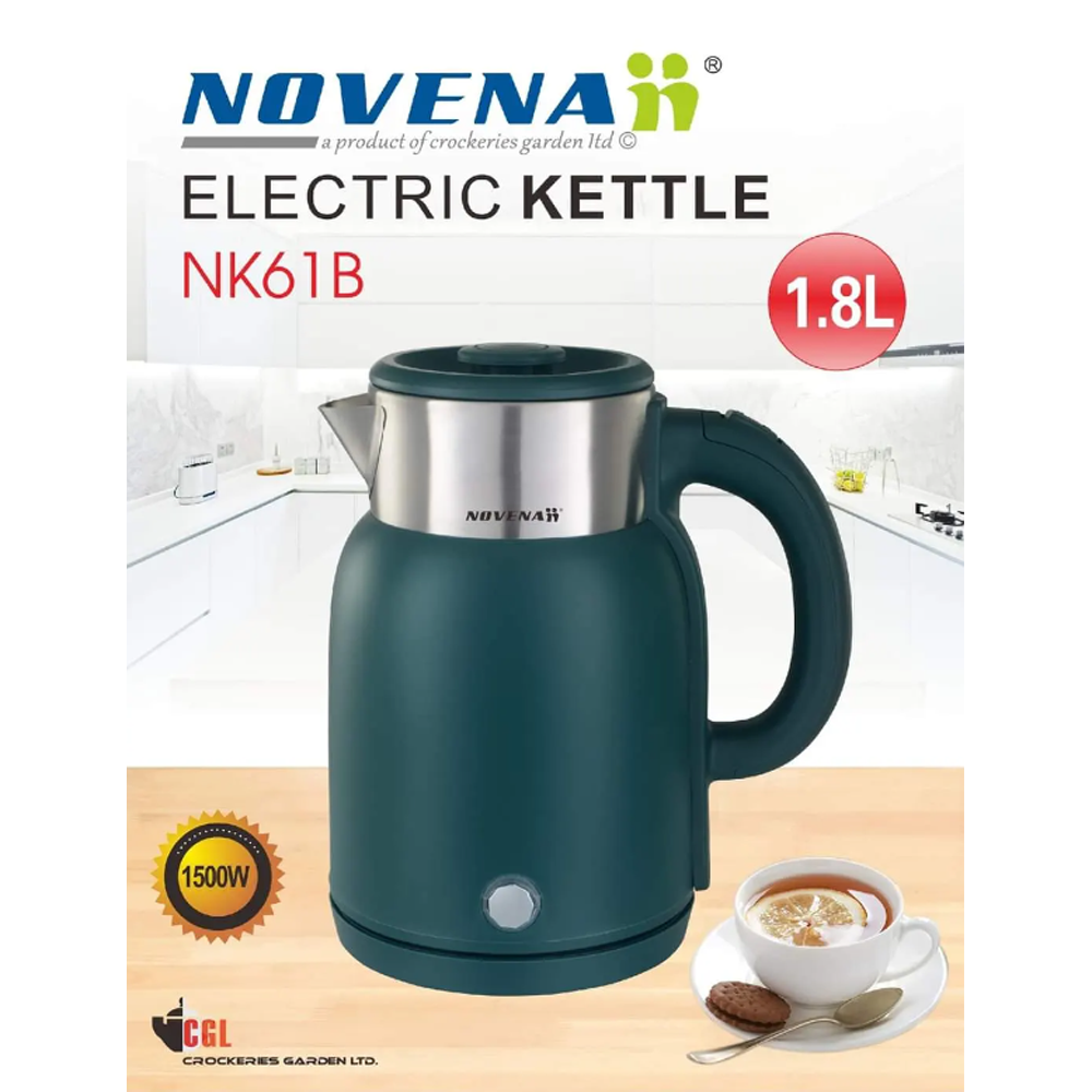 Novena NK61B Stainless Steel Electric Kettle - 1.8 Liter - Teal