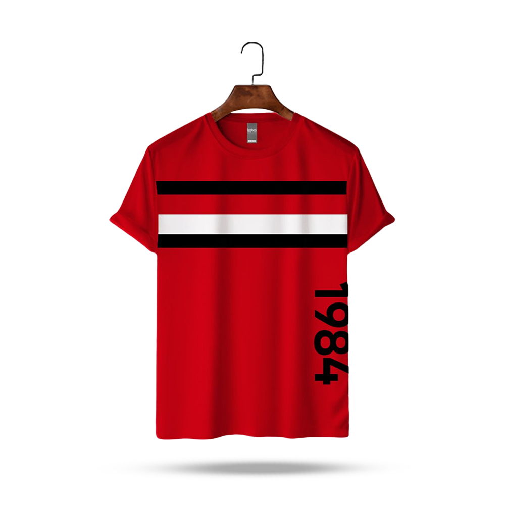 Leebas Cotton Half Sleeve T-Shirt for Men - Red - LB249