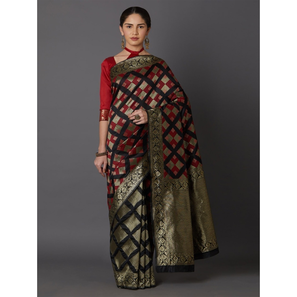 Silk Printed Gorgeous Saree With Blouse Piece For Women - Multicolor - MN-728