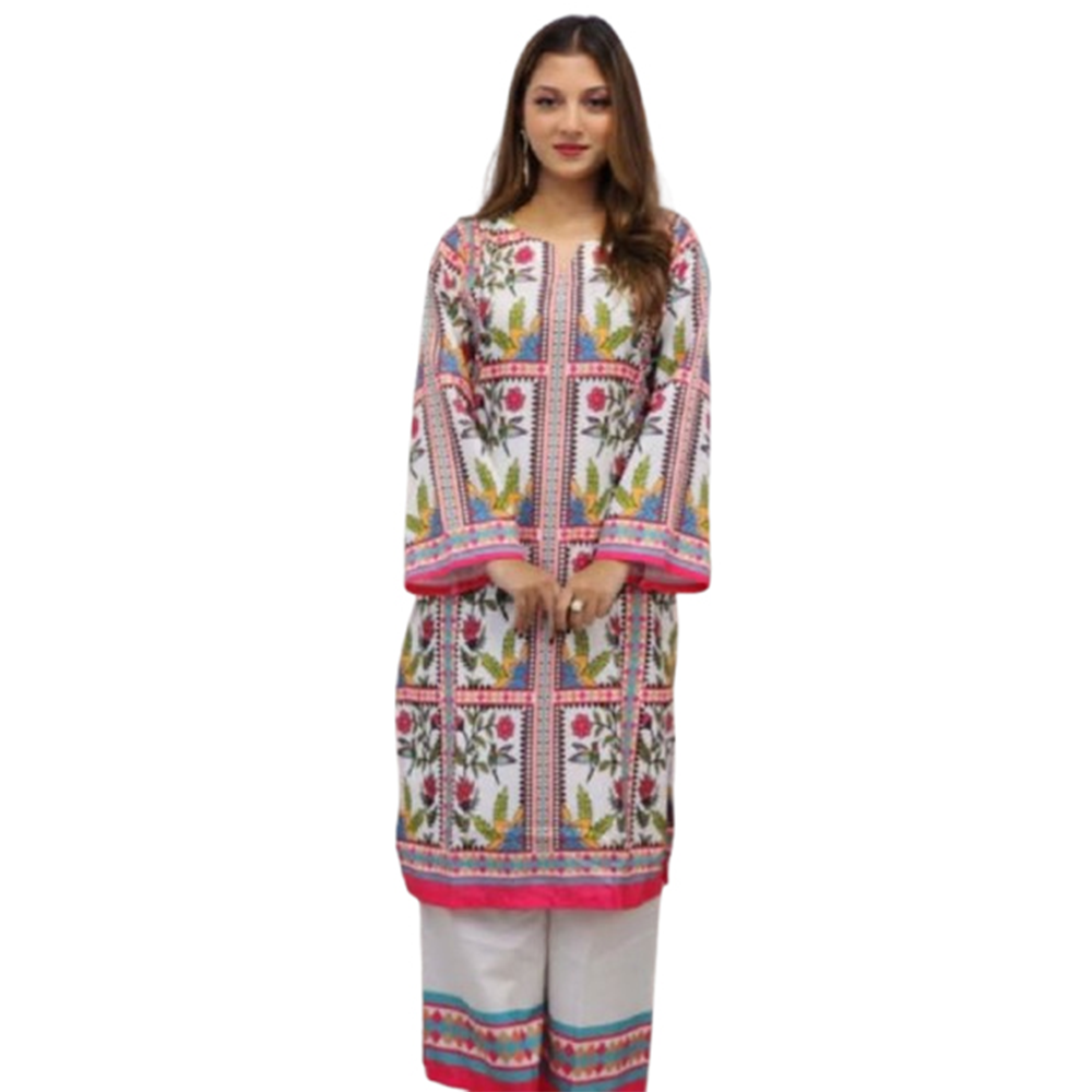 Dubai Silk Digital Printed Readymade Salwar Kameez For Women - Multicolor - 2F-01