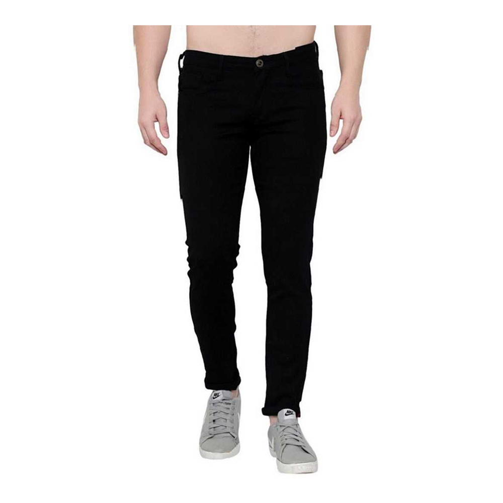 Cotton Semi Stretch Denim Jeans Pant For Men - Deep Black - NZ-13019
