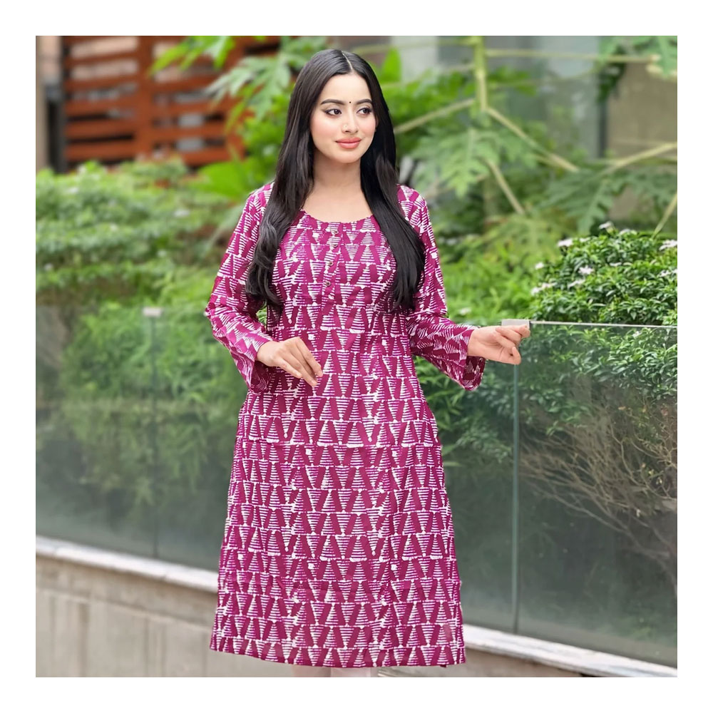 Buy Showstopper Cotton Kurti for Women - 0224 000310 - Magenta and Get Freyias Damage Repair Shampoo with Coconut Milk - 220ml Free