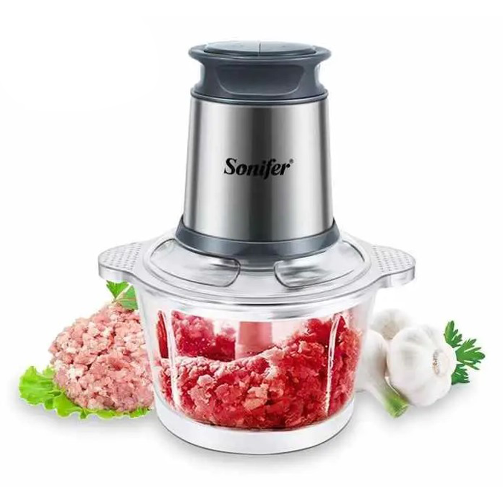 Sonifer Sf-8057 Stainless Steel Food Chopper - 300 Watts - 1.8 Liter - Silver