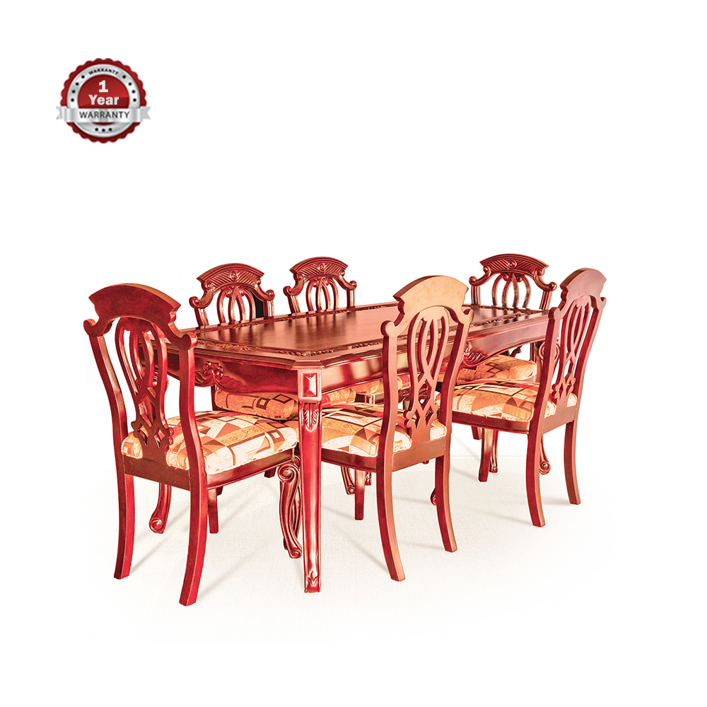 AKHTAR AFL-DNT-119 and DNC-119 Solid Mehogoni Wooden Dining Set - Lacquer Light and Light