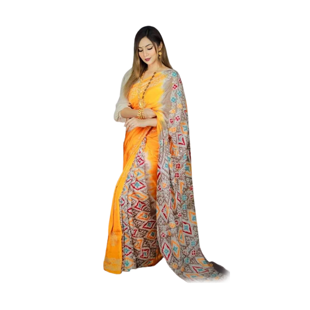 Silk Batik Saree with Blouse Pieces - Multicolor - SB-45