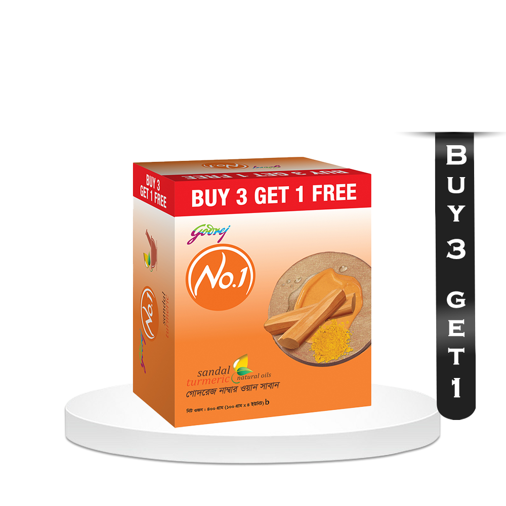 Buy 3 Godrej No.1 Sandal Soap Get 1 Free - 400gm