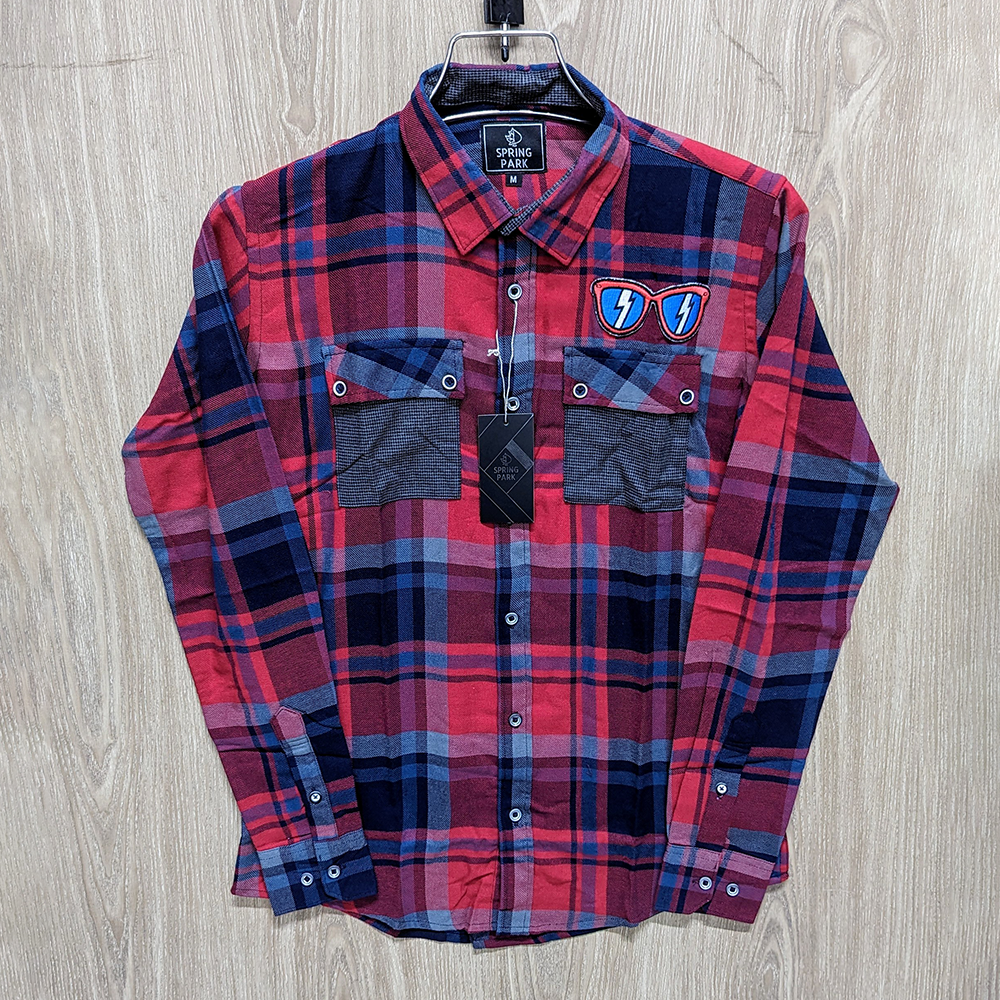 Flannel Full Sleeve Double Pocket Casual Check Shirt For Men - Multicolor - SP1001